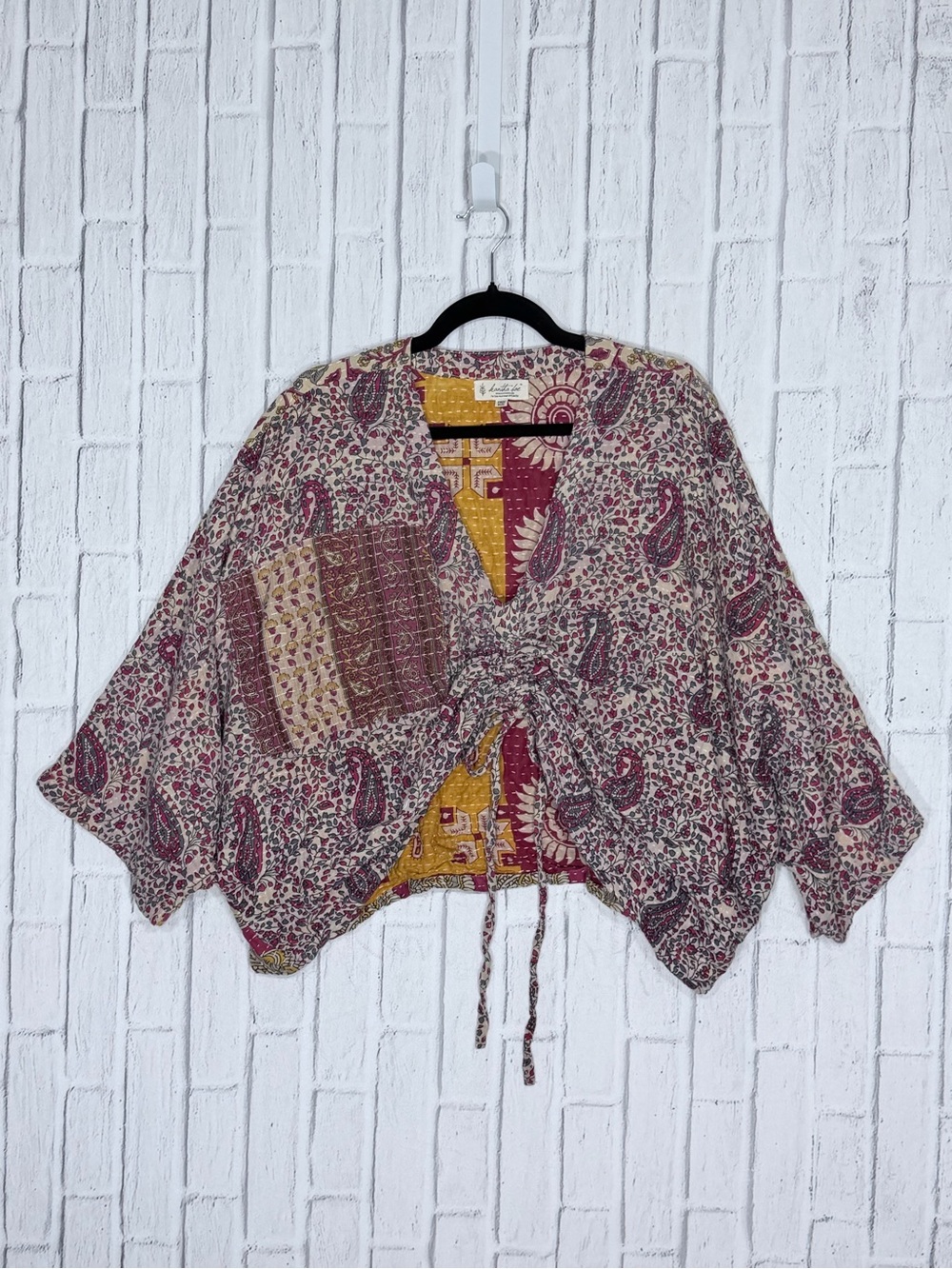 🌸 Kantha Bae Pareo Kantha Butterfly Top Free Size Boho Cinch Front
